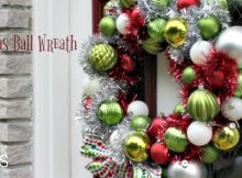 DIY Christmas Ball Wreath. Create your own fabulour Holiday Decor for Christmas with your stockpiles of christams bauble deocrations, and hot glue. And don't forget your friends