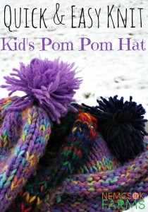 Quick and Easy Kid's Pom Pom Hat Free Knitting Pattern DIY Project