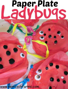 Paper plate lady bugs with pom poms and googly eyes - super fun bug craft for kids