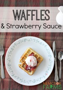 Homemade Waffles with a delightful strawberry sauce - not just for breakfast