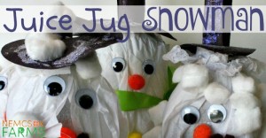 Re-Use Juice Jugs into these adorable Snowmen Crafts for some Wintery Fun