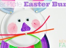 Easter Bunny Paper Plate Craft for Kids and Families to celebrate and decorate for Easter