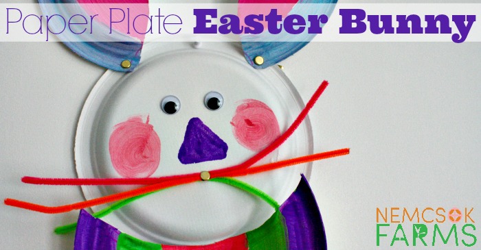 Easter Bunny Paper Plate Craft for Kids and Families to celebrate and decorate for Easter