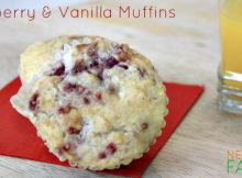 Raspberry Muffins made with vanilla sugar perfect for breakfast and snacking.