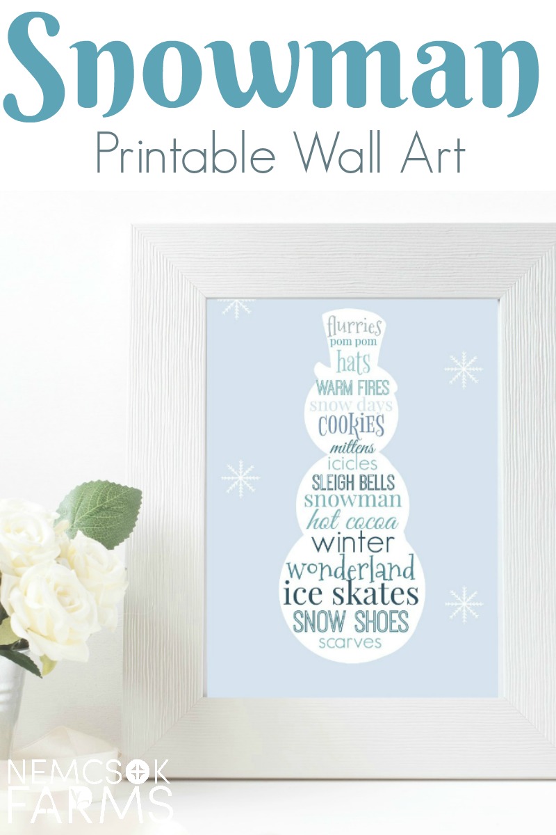 Snowman Subway Style free printable wall art. Easy DIY farmhouse style decor, perfect for framing and for gifting