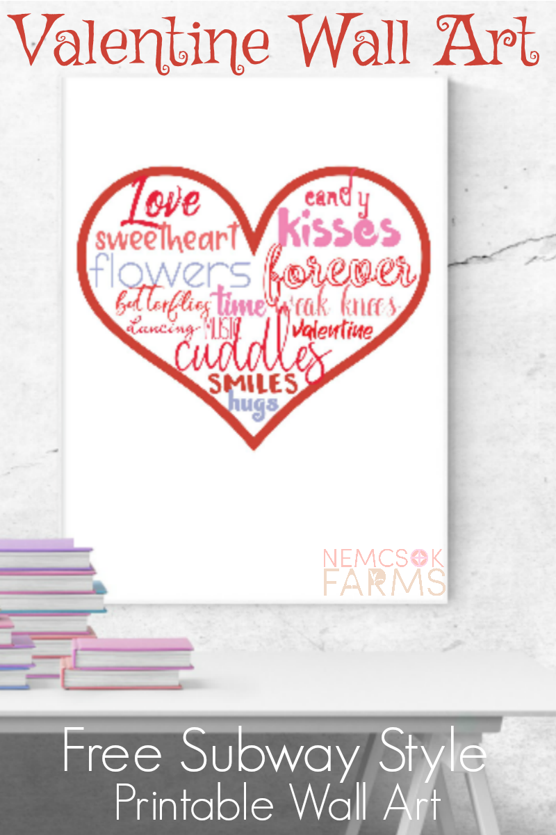 Valentine Subway Style free printable wall art. Easy DIY farmhouse style decor, perfect for framing and for gifting