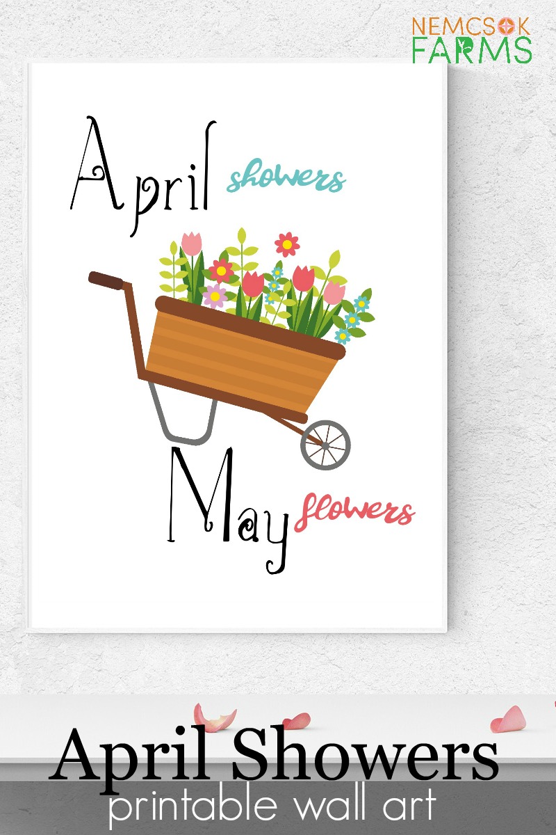 April Showers Printable Wall Art. Easy DIY farmhouse style decor, perfect for framing and for gifting