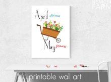 April Showers and May Flowers free printable wall art. Easy DIY farmhouse style decor, perfect for framing and for gifting