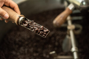Coffee beans, freshly roasted in limited runs at Nemcsok Farms, Temiskaming District, Northern Ontario.