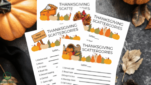 Thanksgiving Scattergories Printable Game Set Instant download Free Printable