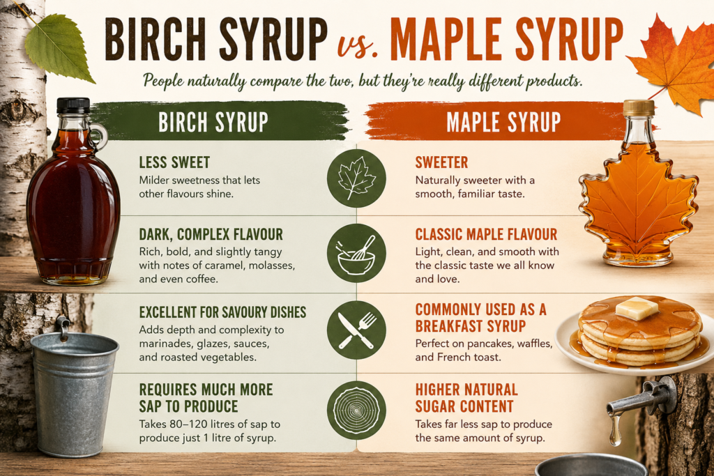 Birch Syrup vs Maple Syrup info chart