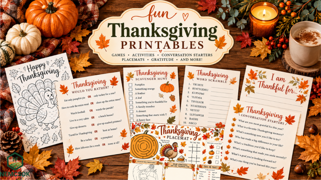 Fun Thanksgiving Printables Lay Flat Mockup